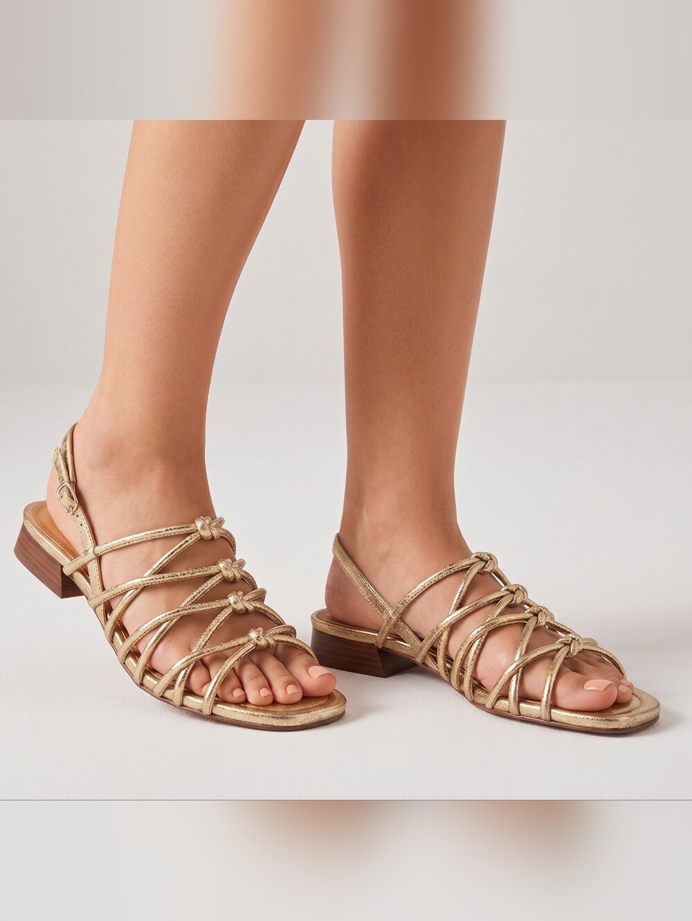 Sezane Metallic Gold Strappy Sandals
